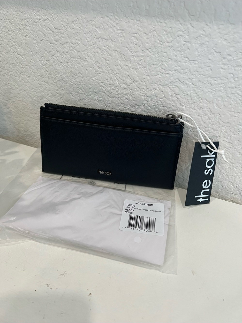 The Sak Black Slim Zip Cardholder Leather Wallet